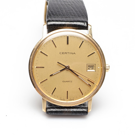 ARMBANDSUR, Certina, 18K, Guld, Quartz, med läderarmband. på auktion hos Gomér & Andersson Linköping