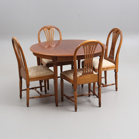 MATGRUPP, 5 delar, "Axet", gustaviansk stil, 1900-talets senare del. på auktion hos Auktionshuset Thelin & Johansson