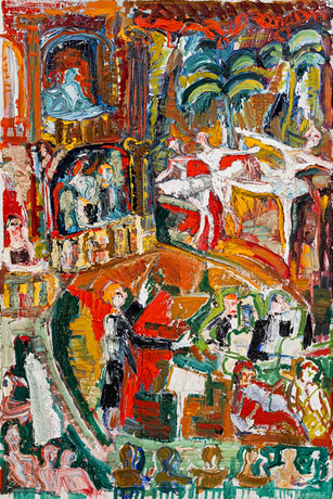 ENRICO SARACCO. "Teatro", olja på duk, signerad, daterad 1967. på auktion hos Auktionshuset Kolonn