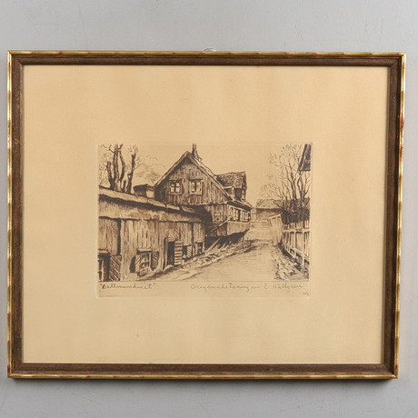 ERNST HÄLLGREN (1889-1944). "Bellmanshuset", etsning. på auktion hos Örebro Stadsauktioner