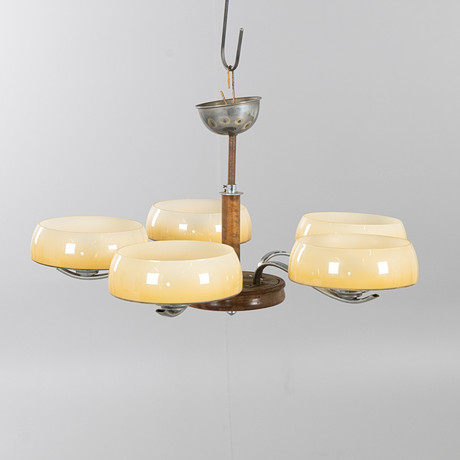TAKLAMPA, art deco, 5-armad, 1930-tal. på auktion hos Stockholms Auktionsverk Helsingborg