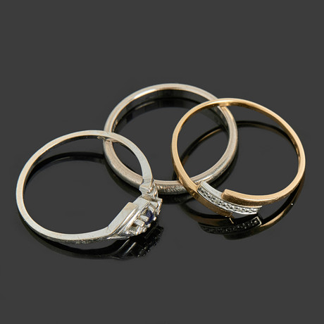 RINGAR, 3 st, 18k vitguld samt guld, diamant, safir. på auktion hos Crafoord Auktioner Stockholm