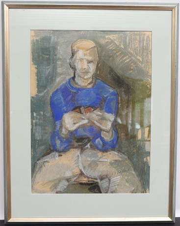 KNUT YNGVE DAHLBÄCK. Mansfigur, pastell, signerad. på auktion hos Falun Auktionsbyrå