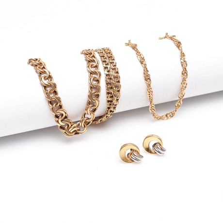 HALSBAND, ARMBAND samt ett par ÖRHÄNGEN, 18K, Guld, vikt cirka 16,6 gram. på auktion hos Gomér & Andersson Linköping