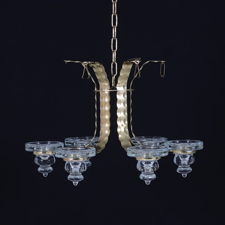 LJUSKRONA, glas, metall, 1900-talets senare del. på auktion hos Stadsauktion Sundsvall