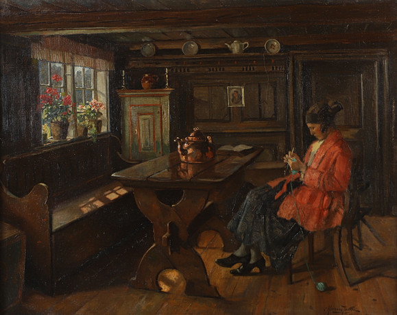 CARLO HORNUNG JENSEN. "Munhehuset, olja på duk, signerad. på auktion hos Helsingborgs Auktionskammare