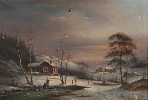 ERNFRIED WAHLQVIST. Olja på duk, vinterlandskap, signerad, daterad 1882. på auktion hos Ekenbergs Auktioner