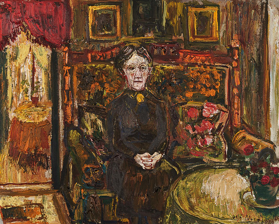 OLLE NORDBERG. Olja på pannå, "I paneldivan" signerad, daterad 1964. på auktion hos Norrlands Auktionsverk