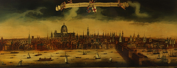 Tryck, "A prospect of the city of London", 1900-tal. på auktion hos Helsingborgs Auktionskammare