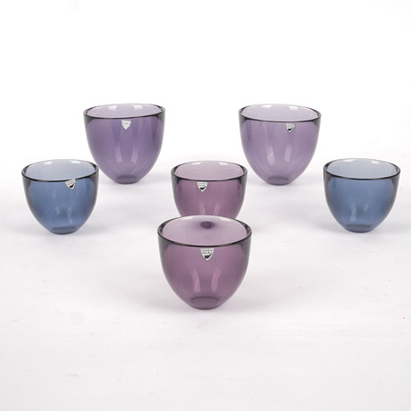 LENA BERGSTRÖM. Skålar, 6 st, "Pastillo", glas, Orrefors. på auktion hos Auktionsfirma Kenneth Svensson i Kalmar