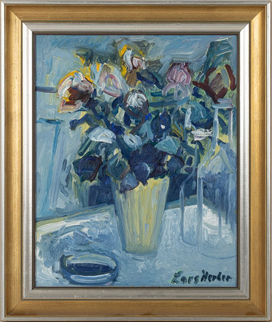 LARS HERDER. Blomsterstilleben, olja på duk. på auktion hos Stockholms Auktionsverk Helsingborg