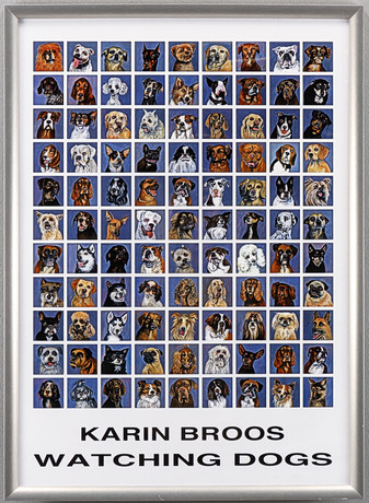 KARIN BROOS. Affisch, "Watching Dogs". på auktion hos Karlstad Hammarö Auktionsverk