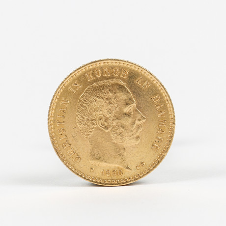 GULDMYNT, 10 kr, Christian IX, Danmark, 1890. på auktion hos Karlstad Hammarö Auktionsverk