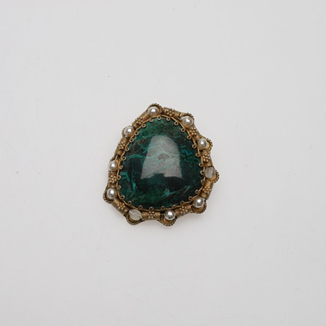 BROSCH/HÄNGE, förgyllt silver 925, eilatsten, mitten av 1900-talet, Israel. på auktion hos Örebro Stadsauktioner