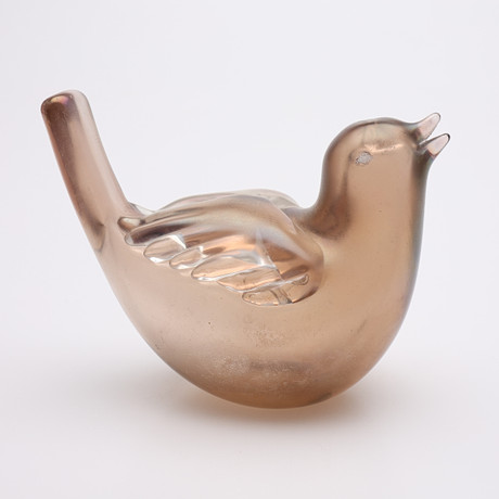 TYRA LUNDGREN. SKULPTUR I FORM AV FÅGEL, VENINI, MURANO. på auktion hos Crafoord Auktioner Lund