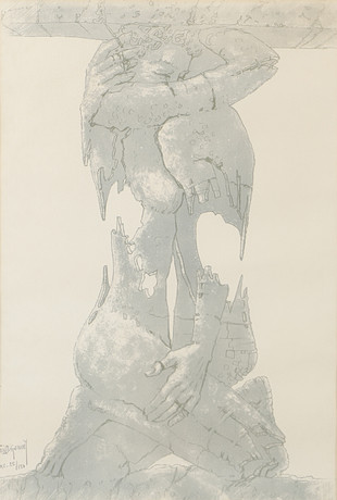 FRANCIS DE LASSUS SAINT-GENIES. Figurkomposition, litografi, signerad. på auktion hos Helsingborgs Auktionskammare