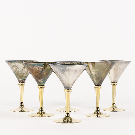 GUNNAR LINDAHL. 6 Cocktailbägare, försilvrade, Scandia Present. på auktion hos Karlstad Hammarö Auktionsverk