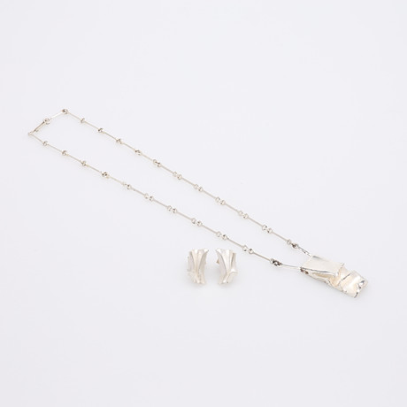BJÖRN WECKSTRÖM. COLLIER SAMT ÖRHÄNGEN, STERLING SILVER, LAPPONIA, FINLAND. på auktion hos Crafoord Auktioner Lund