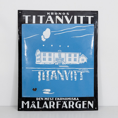 KRONOS TITANVITT, emaljskylt. på auktion hos Auktionshuset Kolonn