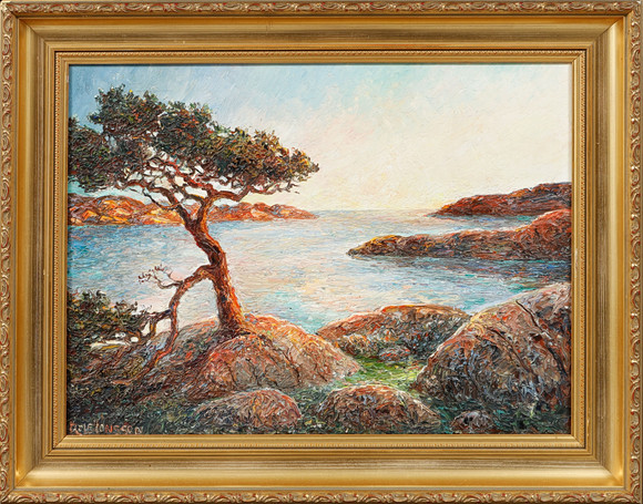 ROLF JONSSON. Kustbild, olja på pannå, signerad. på auktion hos Göteborgs Auktionsverk