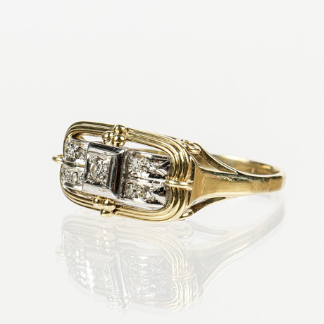 RING, 14k guld med en briljantslipad diamant samt 8 rosenstenar. på auktion hos Karlstad Hammarö Auktionsverk