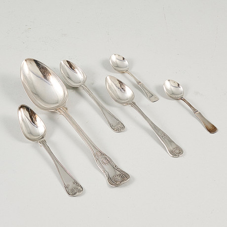SKEDAR, silver, 6 st, olika modeller, vikt: 145 g. på auktion hos Metropol Auktioner