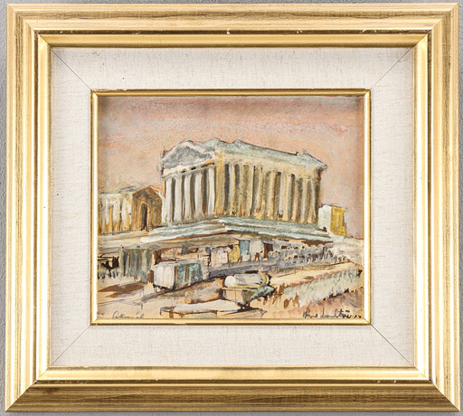 YNGVE LUNDSTRÖM. Motiv från Akropolis, Aten. på auktion hos Karlstad Hammarö Auktionsverk