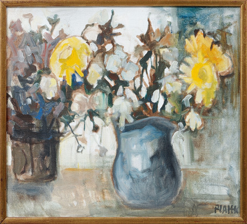 PIA HESSELMARK CAMPBELL. Blomsterstilleben, olja på duk, signerad. på auktion hos Göteborgs Auktionsverk