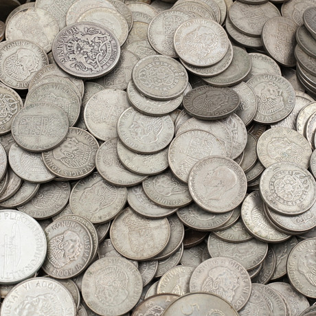 SILVERMYNT, 5214 st, finvikt 8557 gram, Sverige, 1800/1900-tal. på auktion hos Auktionshuset Thelin & Johansson