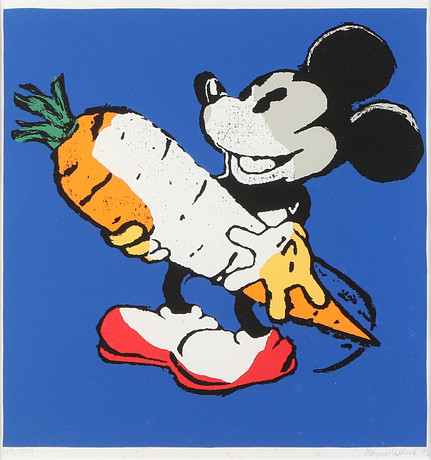 MAGNUS WEINSJÖ. Färgserigrafi, 147/199. Musse pigg med morot. Signerad och daterad 93. på auktion hos Skånes Auktionsverk