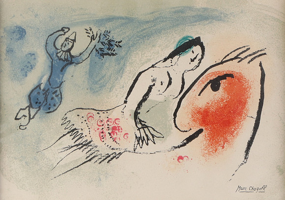 MARC CHAGALL. EFTER. Litografi. "Carte de Vouex pour Aime". Signerad i trycket. på auktion hos Skånes Auktionsverk