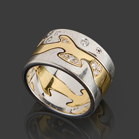 NINA KOPPEL. Ring, "Fusion" 18k guld samt vitguld med 24 st briljanter, för Georg Jensen, Danmark, original et på auktion hos Crafoord Auktioner Stockholm