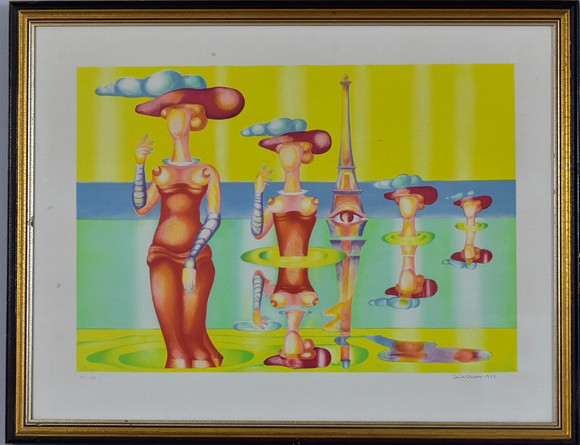 ERIK OLSON. färglitografi, Venus födelse. på auktion hos Halmstads Auktionskammare