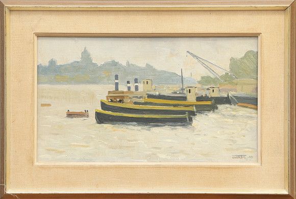 ERIK UNSTRÖM. OLJA, på pannå, Från Valdemarsudde, signerad, 1949. på auktion hos Kalmar Auktionsverk
