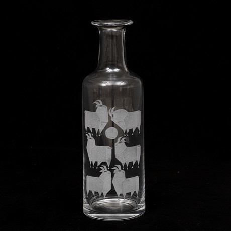 FLASKA, glas, Tom Möller, Reijmyre, signerad, 1960-tal. på auktion hos Crafoord Auktioner Malmö