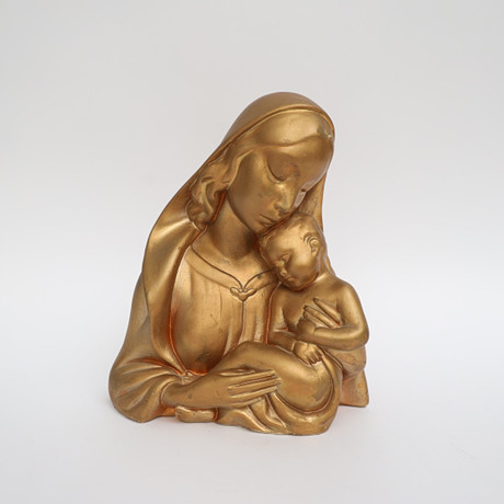 SKULPTUR, bronserad gips, Maria med barn. på auktion hos Falun Auktionsbyrå