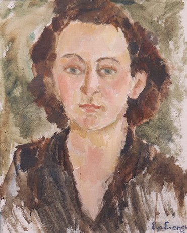 EVA ENEROTH (1915-2008). olja på duk, troligt självporträtt. på auktion hos Markus Auktioner