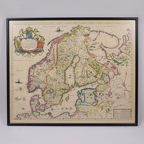 KARTA, efter Joan Blaeu, Svecia Dania Et Norvegia. på auktion hos Markus Auktioner
