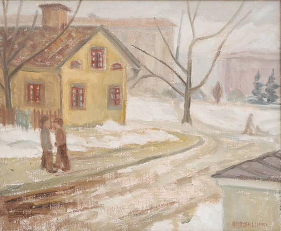 IVAR HAMMARLUND. Olja på duk, "Mucka gräl", signerad. på auktion hos RA Auktionsverket Norrköping