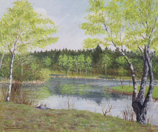HUGO WIHLBORG (1879-1956). olja på duk, björkar vid vatten. på auktion hos Markus Auktioner
