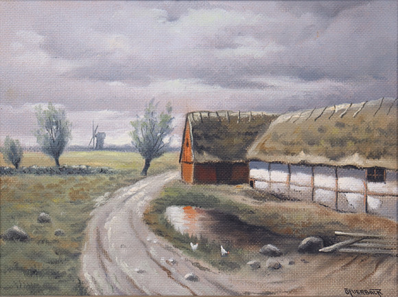 CARL IVAR ÖFVERBECK (1899-1976). olja på pannå, Skånegård. på auktion hos Markus Auktioner