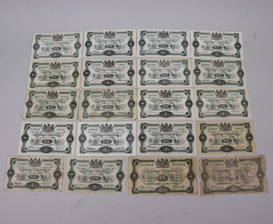 SEDLAR, 1 kr, Sverige, "Ko-tia", 1875 - 1921, 20 st. på auktion hos Markus Auktioner