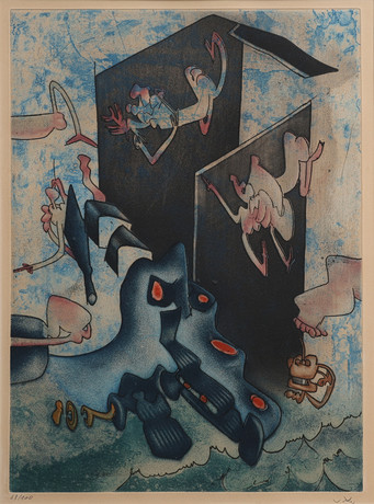 ROBERTO MATTA. ETSNING OCH AKVATINT BLAD 7 UR "LA DANSE DE LA MORT", SIGNERAD OCH NUMRERAD 43/100, UTGIVEN 197 på auktion hos Crafoord Auktioner Lund