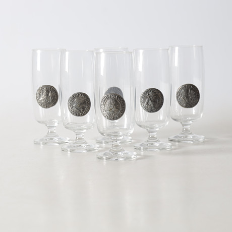 GLAS, 6 st, Top Zinn, 1900-tal. på auktion hos Gomér & Andersson Nyköping