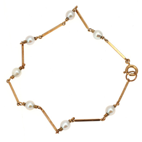 ARMBAND, 2 st, 18k med pärlor och 14k.