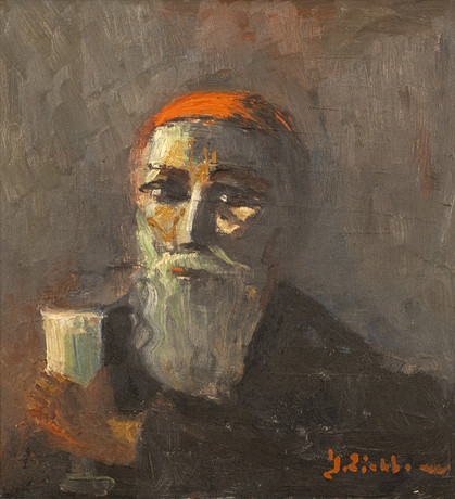 JACK EICHBORN. Olja på pannå, porträtt, signerad. på auktion hos Karljohan Auktioner