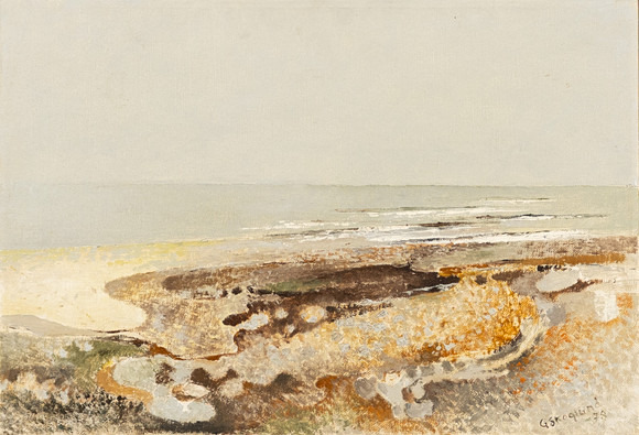 GUSTAF SKOGLUND. Olja på duk, "Stranslandskap, Söndrum", signerad, daterad -78. på auktion hos Karljohan Auktioner