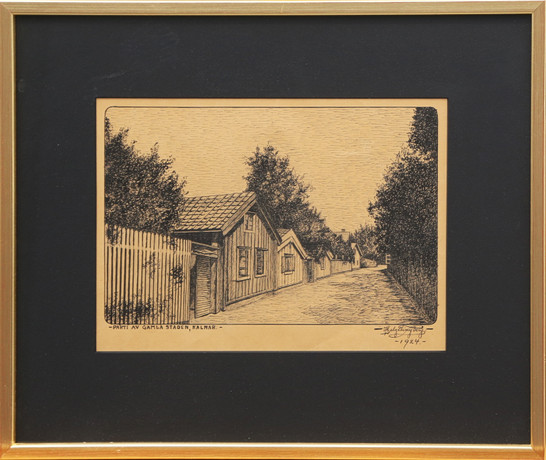 HELGE TINGBERG. TECKNING, Kalmarmotiv, signerad, 1924. på auktion hos Kalmar Auktionsverk