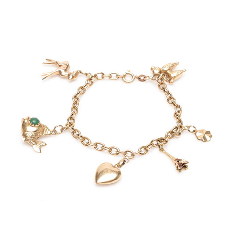 ARMBAND, Ankarlänk, med BERLOCKER, 18K, Guld, vikt cirka 12,6 gram. på auktion hos Gomér & Andersson Linköping