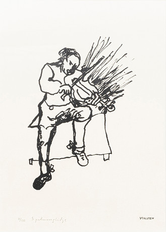 HANS VIKSTEN. Spelmansglädje, litografi, signerad, numrerad 31/100. på auktion hos Auktionshuset Kolonn